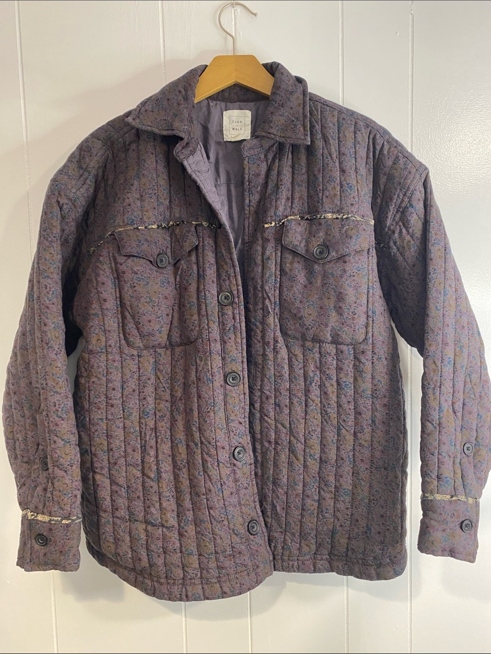 Boho Floral Quilted Chore Jacket Shacket Patchwork Prairie Folk Cottagecore XS - Picture 3 of 13